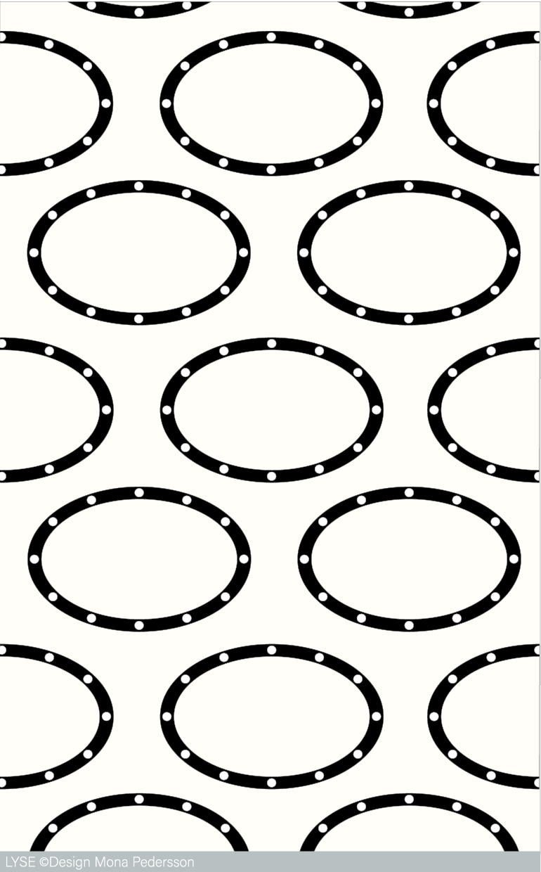 En tyglängd som visar den mönstertryckta tygbredden.