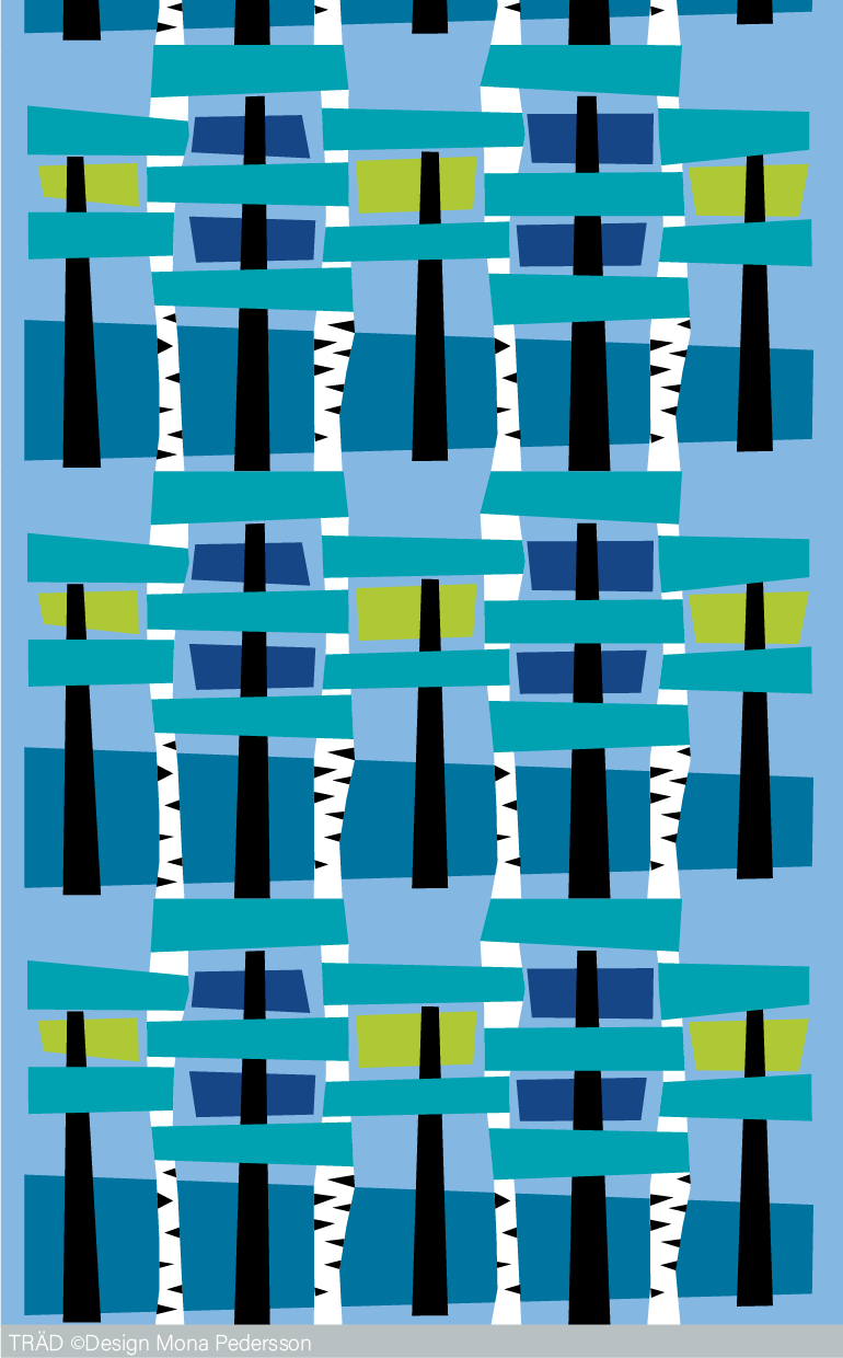 En tyglängd som visar den mönstertryckta tygbredden.